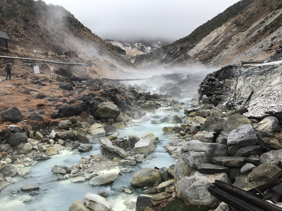 遊覽該地區並進入溫泉水